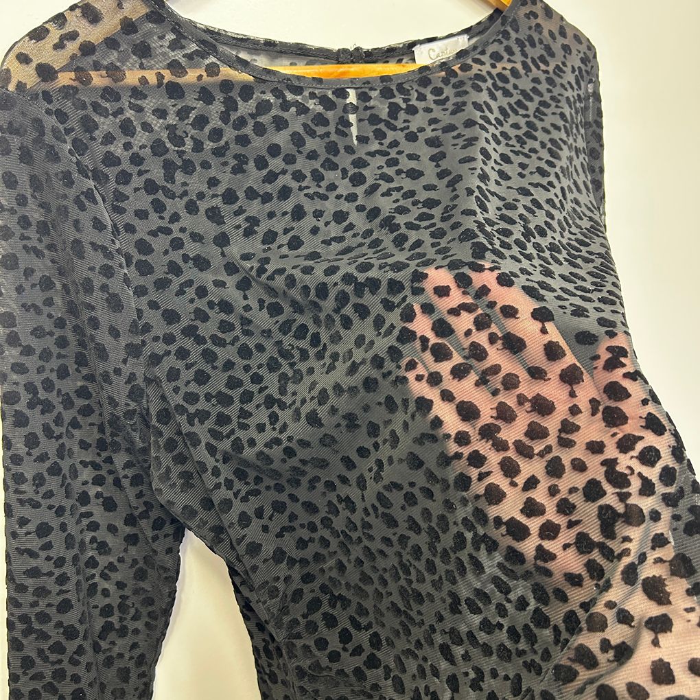 Capture Black Plus Size Sheer Cotton Top - Size 18