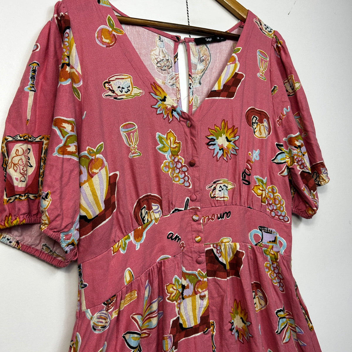 Sportsgirl Pink Plus Size Linen Dress - Size 18