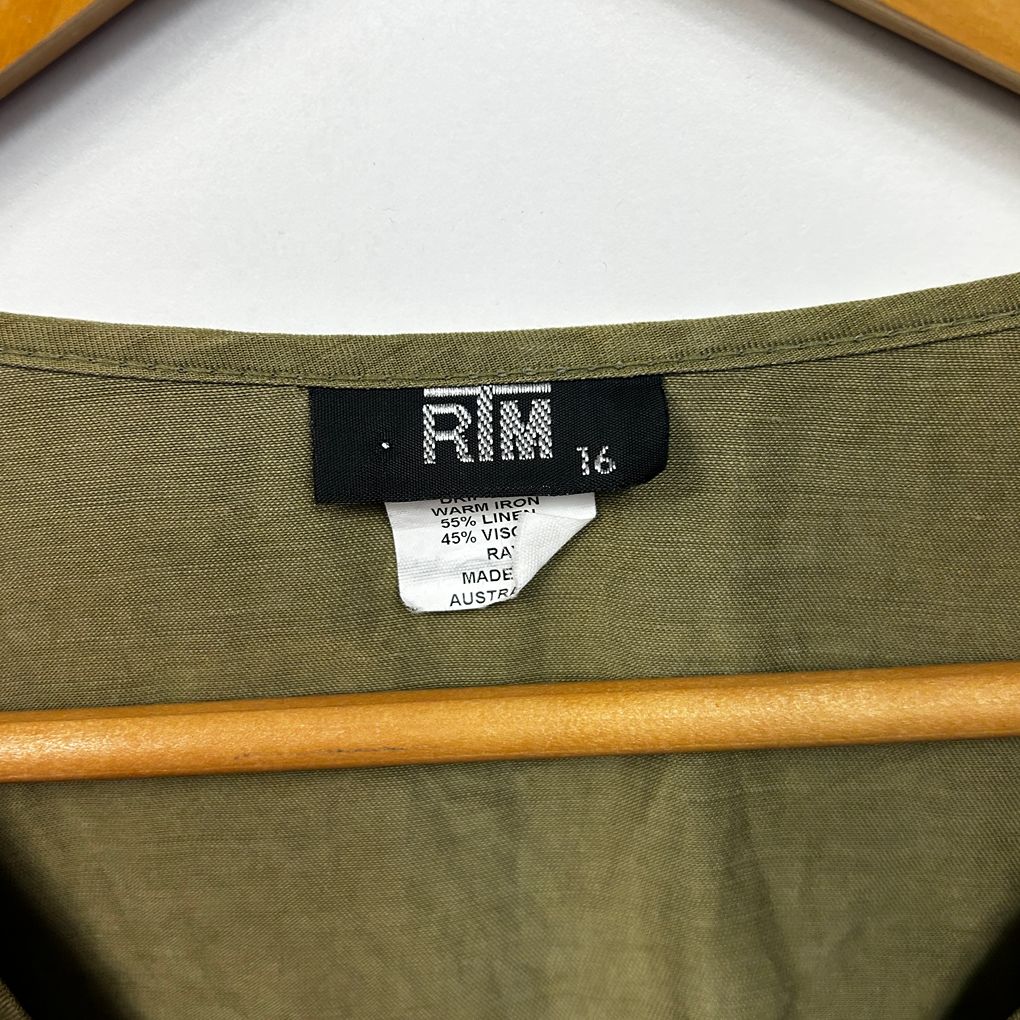 RTM Khaki Linen Top - Size 16