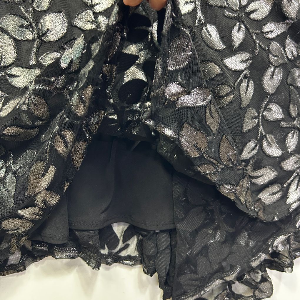 Taking Shape Black & Silver Evening Dress - Size 22