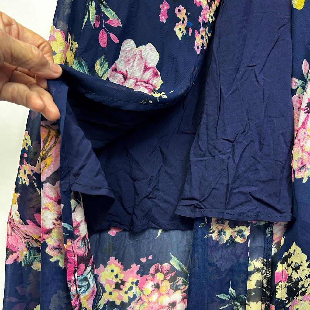 Showpo Navy Floral Plus Size Maxi Dress - Size 18