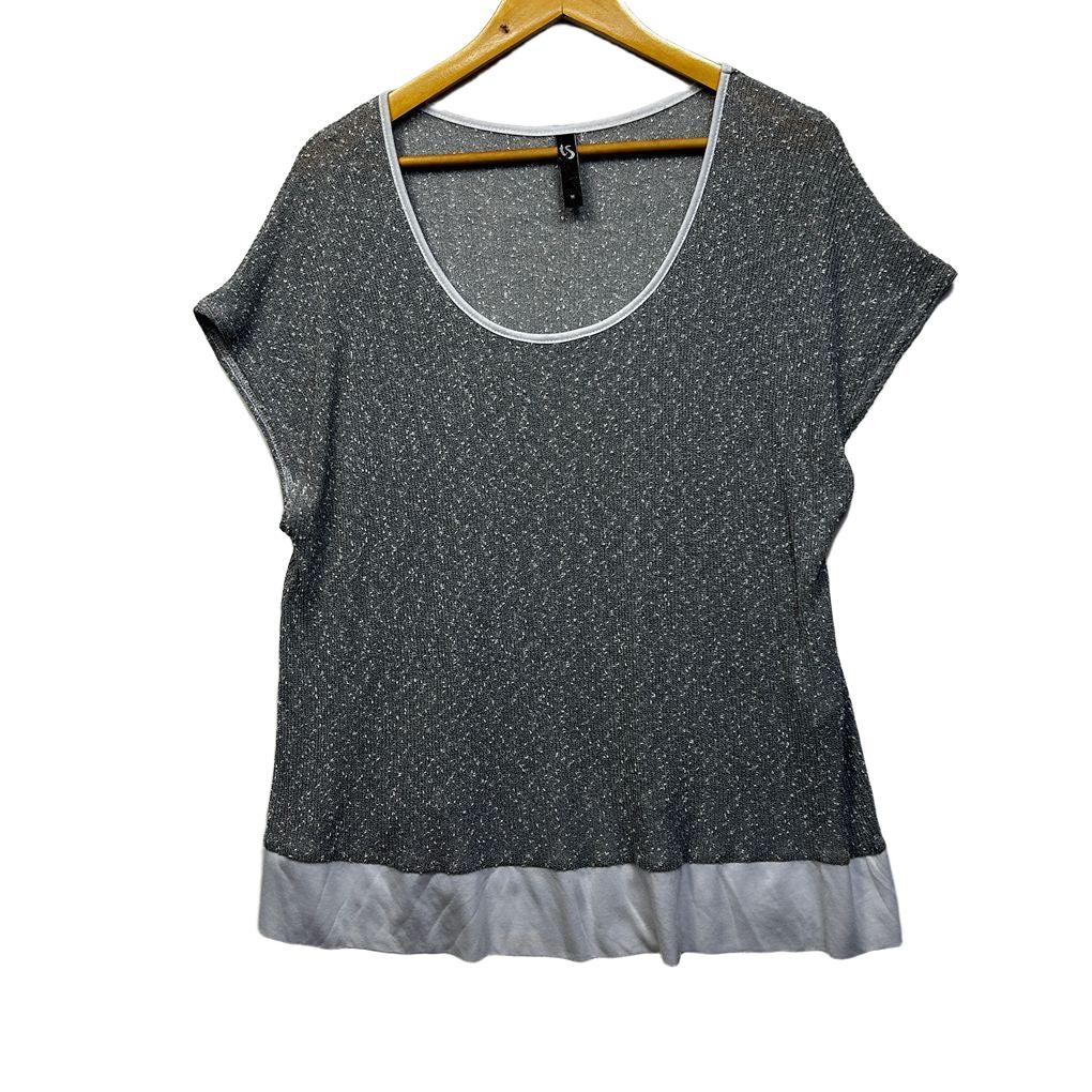 Taking Shape Grey Textured Top - Size 18