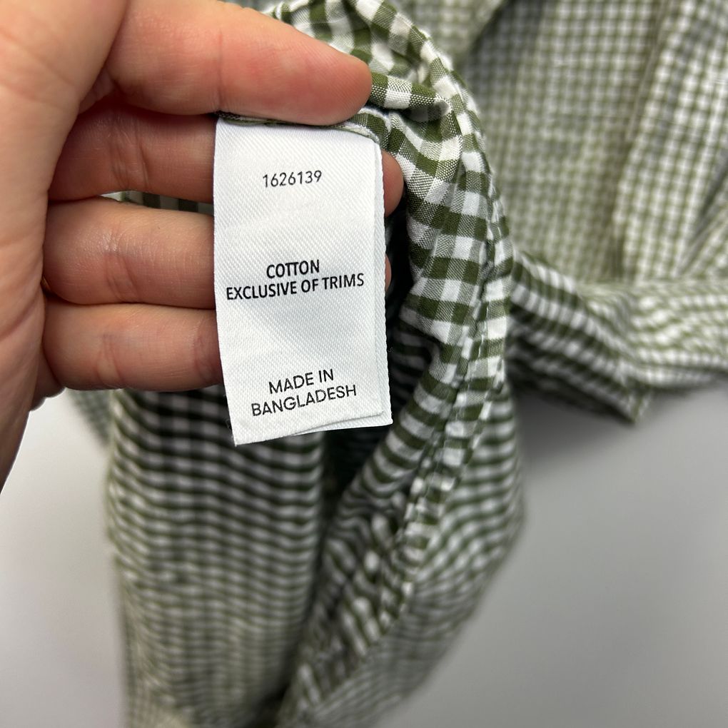 Big Joe Green Gingham Cotton Mens Shirt - Size 4XL