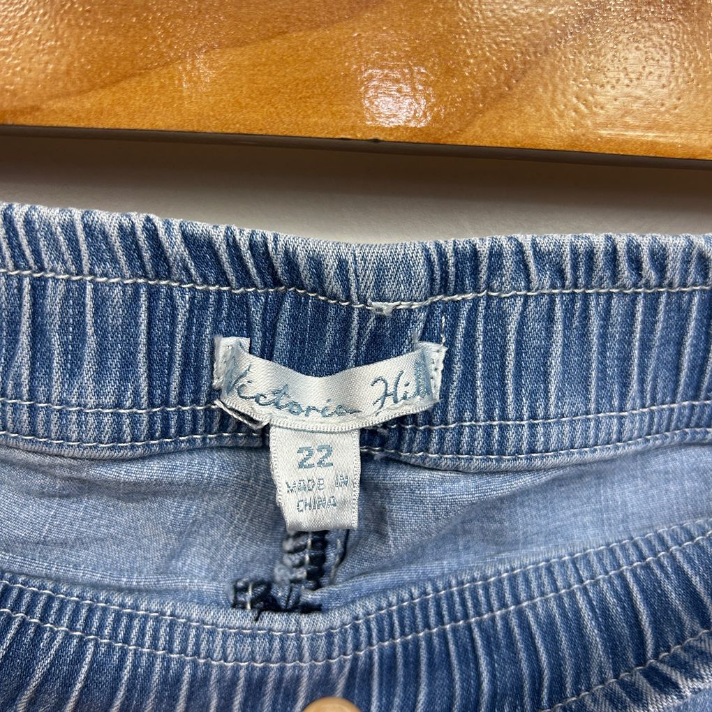 Victoria Hill Blue Plus Size Denim Capri Cropped Pants Jeans - Size 22