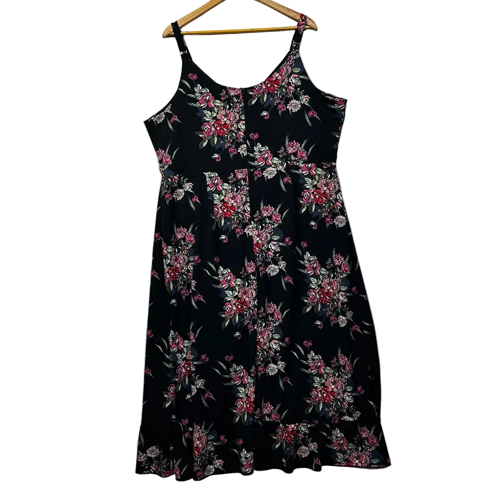 Beme Black Floral Sleeveless Dress - Size 20