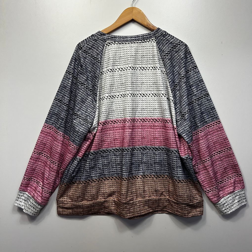 Emery Rose Multicoloured Striped Top - Size 4XL