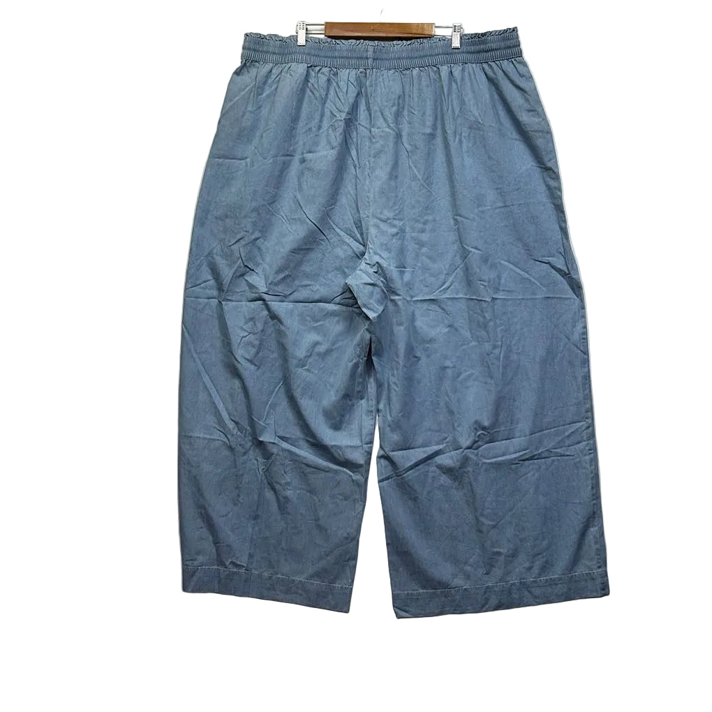 City Chic Blue Cotton Chambray Wide Leg Pants - Size 26