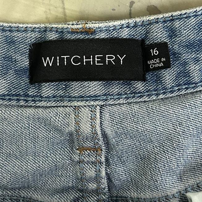 Witchery Blue Cotton Denim Skirt - Size 16