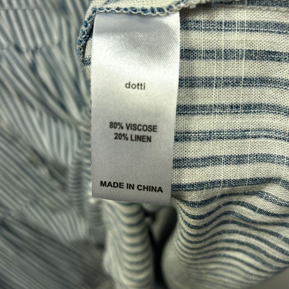 Dotti Blue Linen Striped Shirt Dress - Size 16
