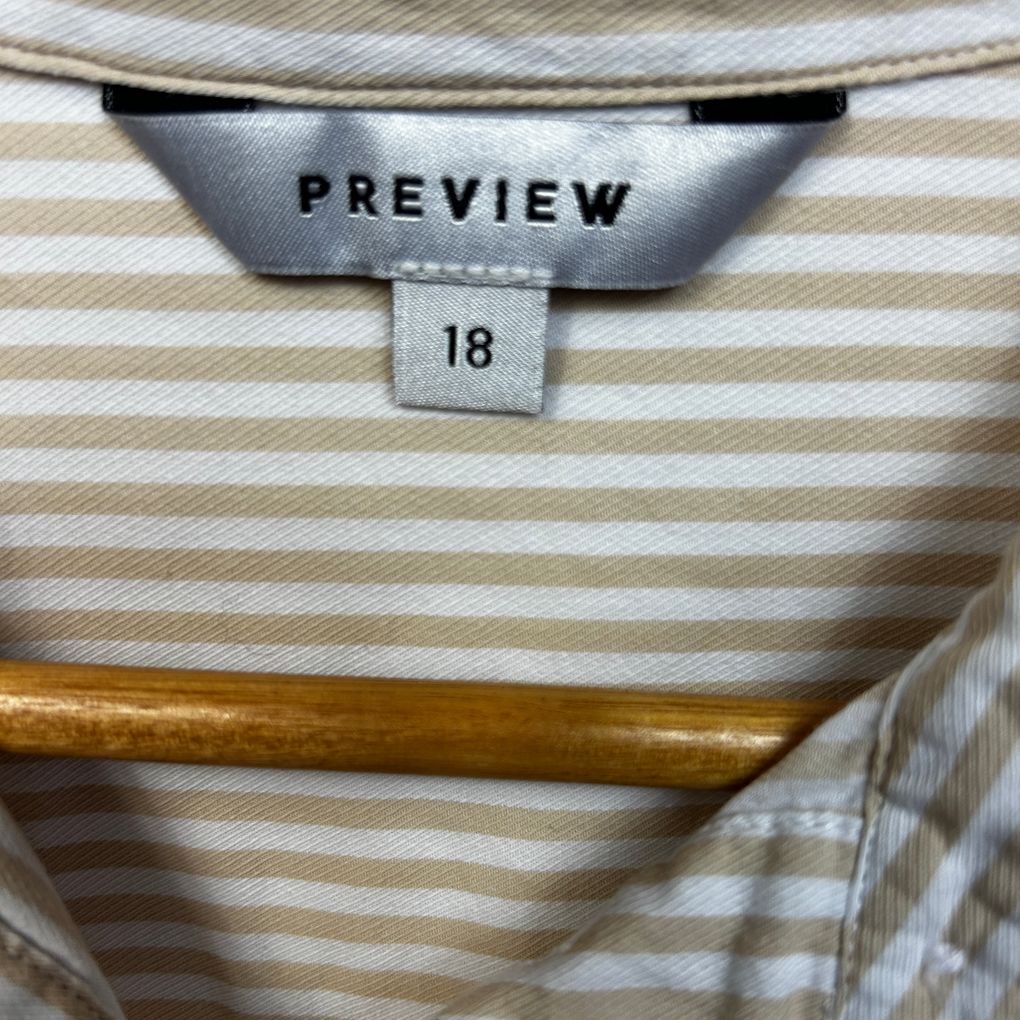 Preview Beige Striped Cotton Shirt - Size 18