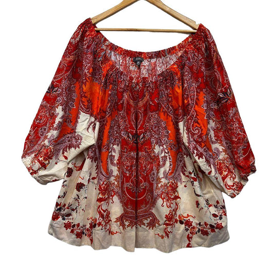Autograph Paisley Linen Top - Size 24