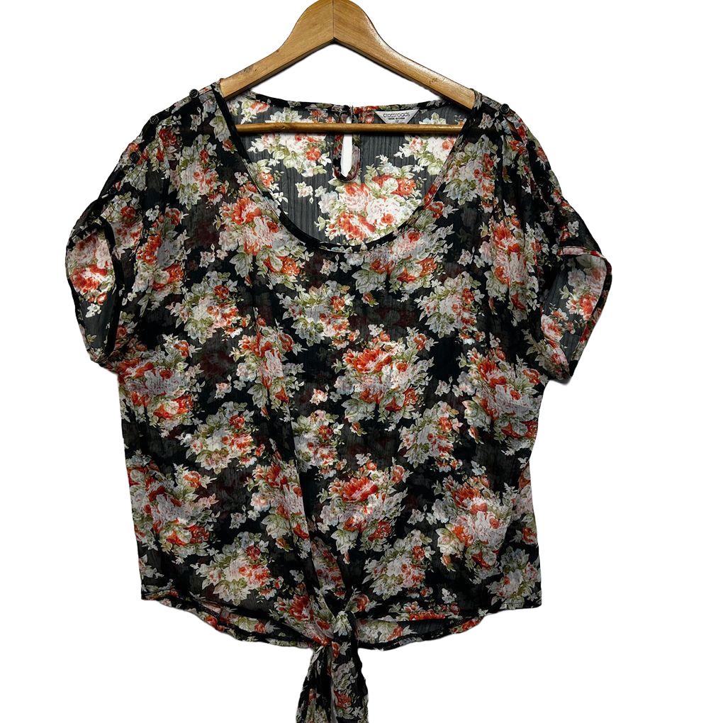 Crossroads Black Floral Sheer Top - Size 12