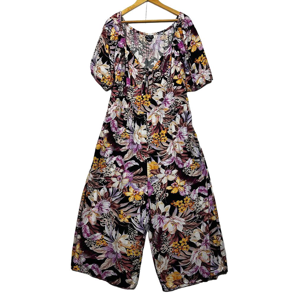 City Chic Multicoloured Floral Jumpsuit - Size 18
