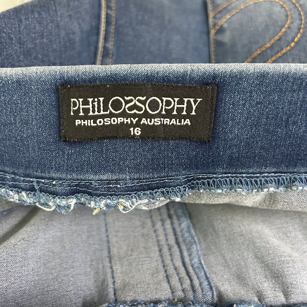 Philosophy Blue Pull On Jeans - Size 16