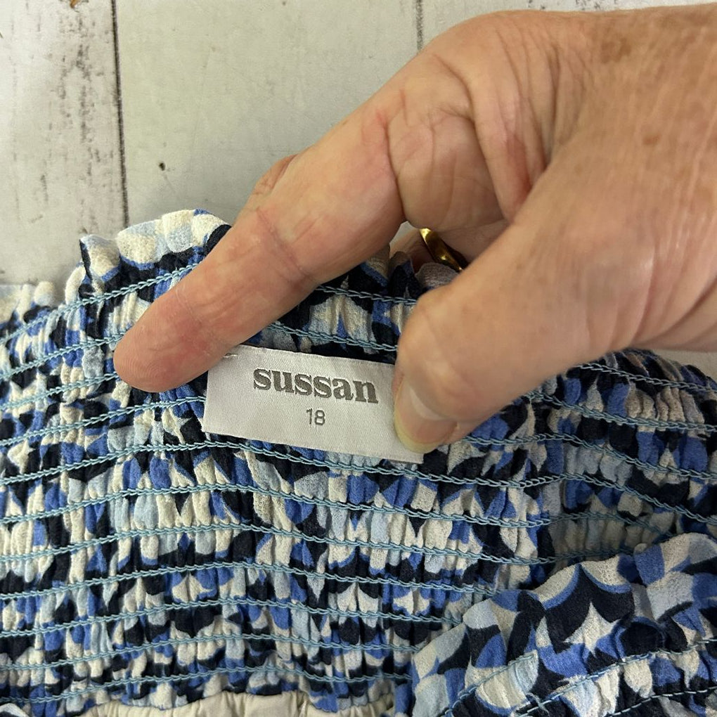 Sussan Blue Cotton Maxi Skirt - Size 18