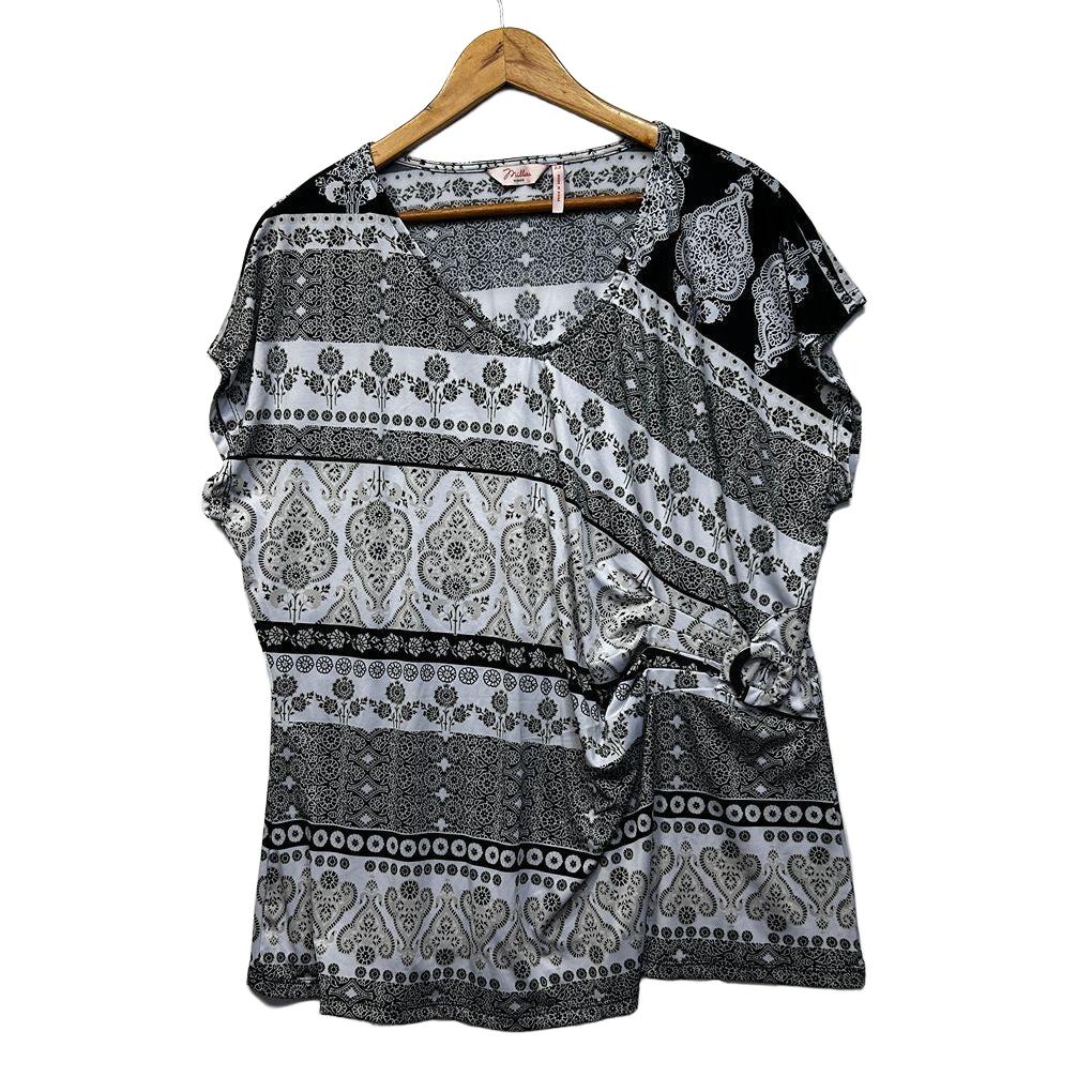 Millers Grey White Paisley Print Top - Size 22
