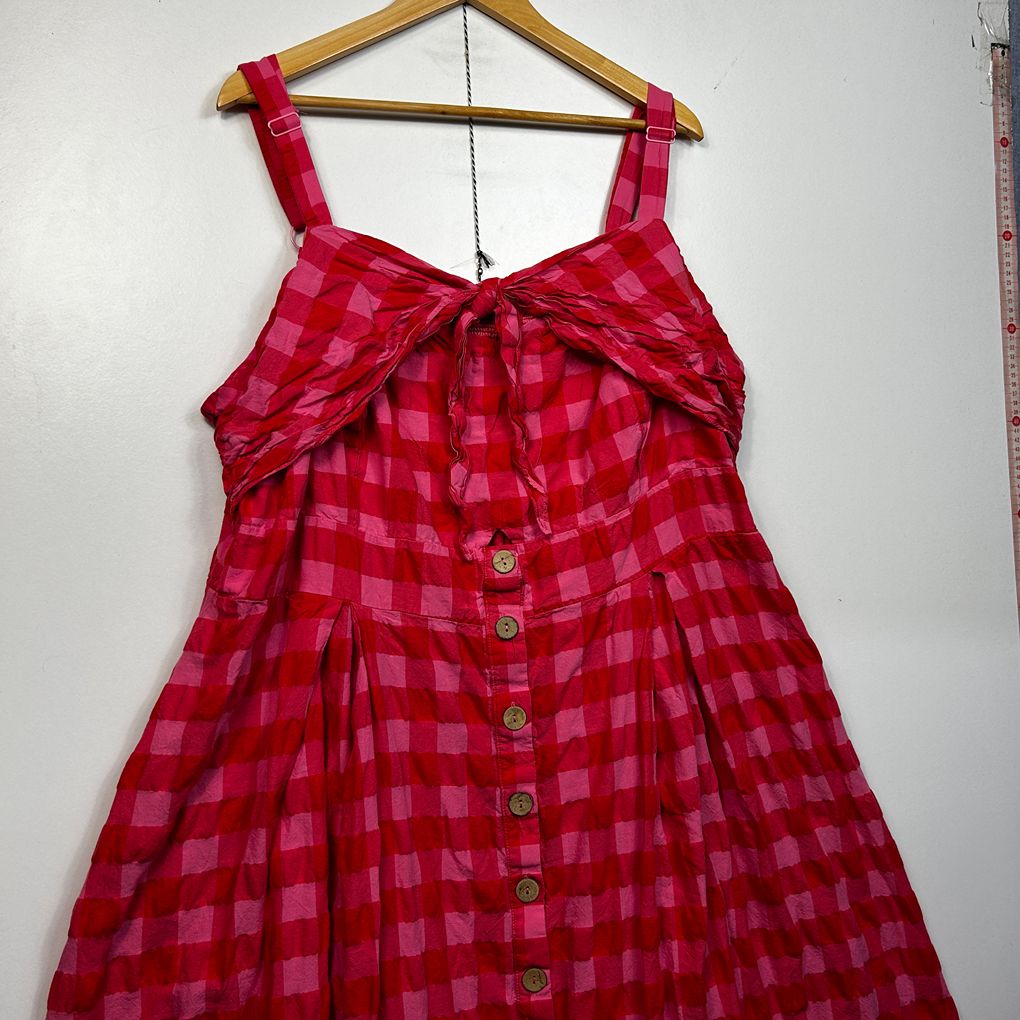 City Chic Pink Plus Size Cotton Gingham Maxi Dress - Size 2XL/24