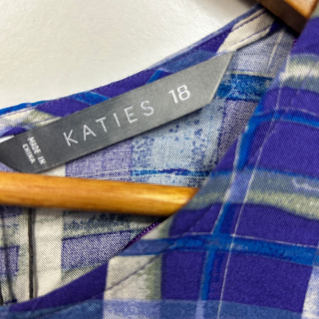 Katies Blue Check Top - Size 18