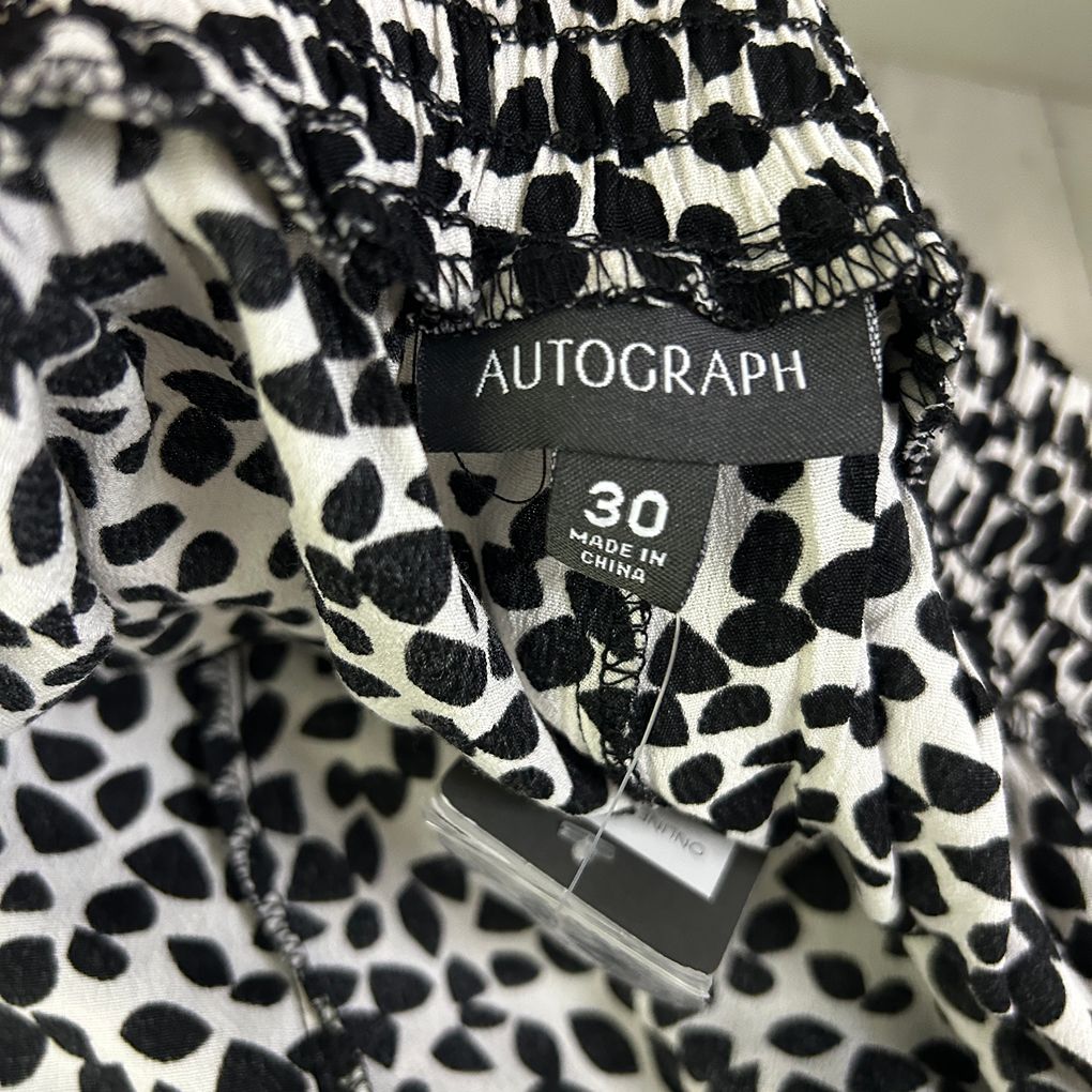 Autograph Black White Print Plus Size Crop Pants - Size 30