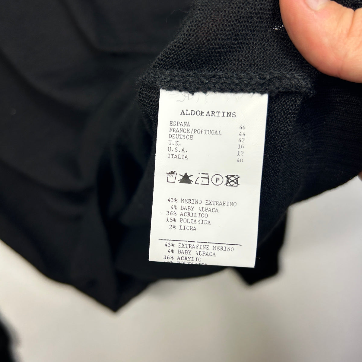 Aldo Martins Black Merino Aplaca Jumper - Size 16