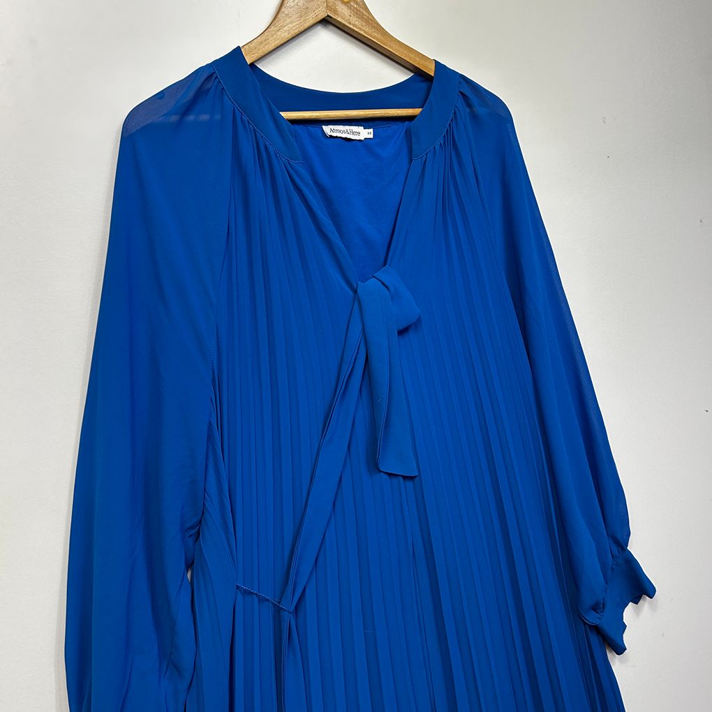 Atmos&Here Blue Pleated Dress - Size 22