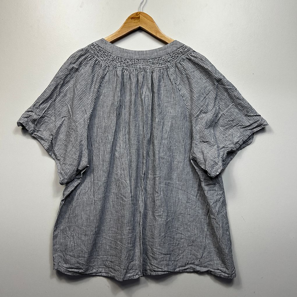 Target Navy Striped Plus Size Linen Top - Size 20