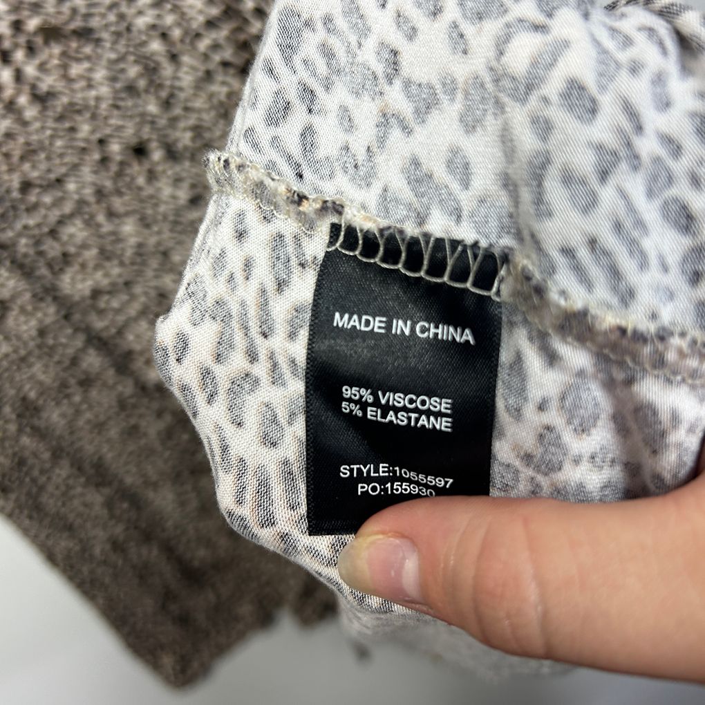 Beme Beige Leopard Print Plus Size Button Front Top - Size S/16
