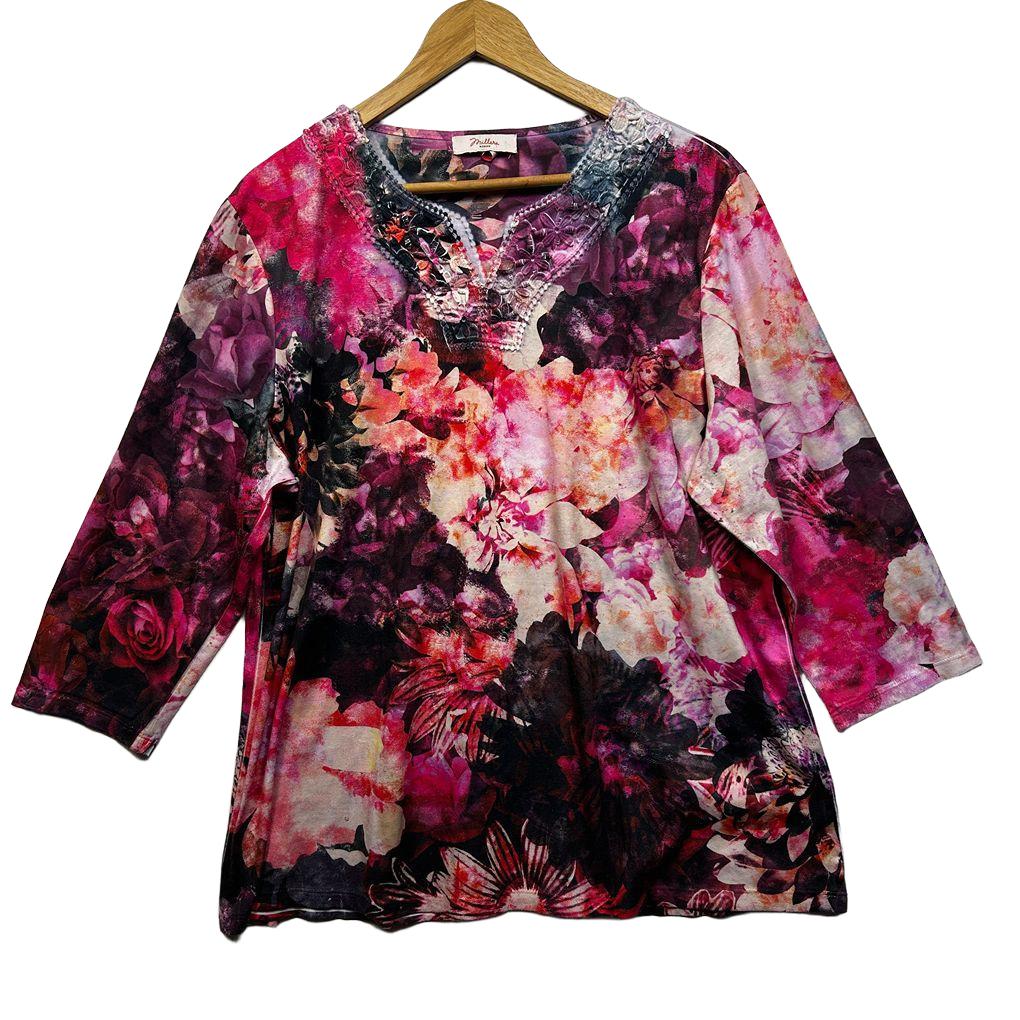 Millers Floral Embellished Top - Size 20