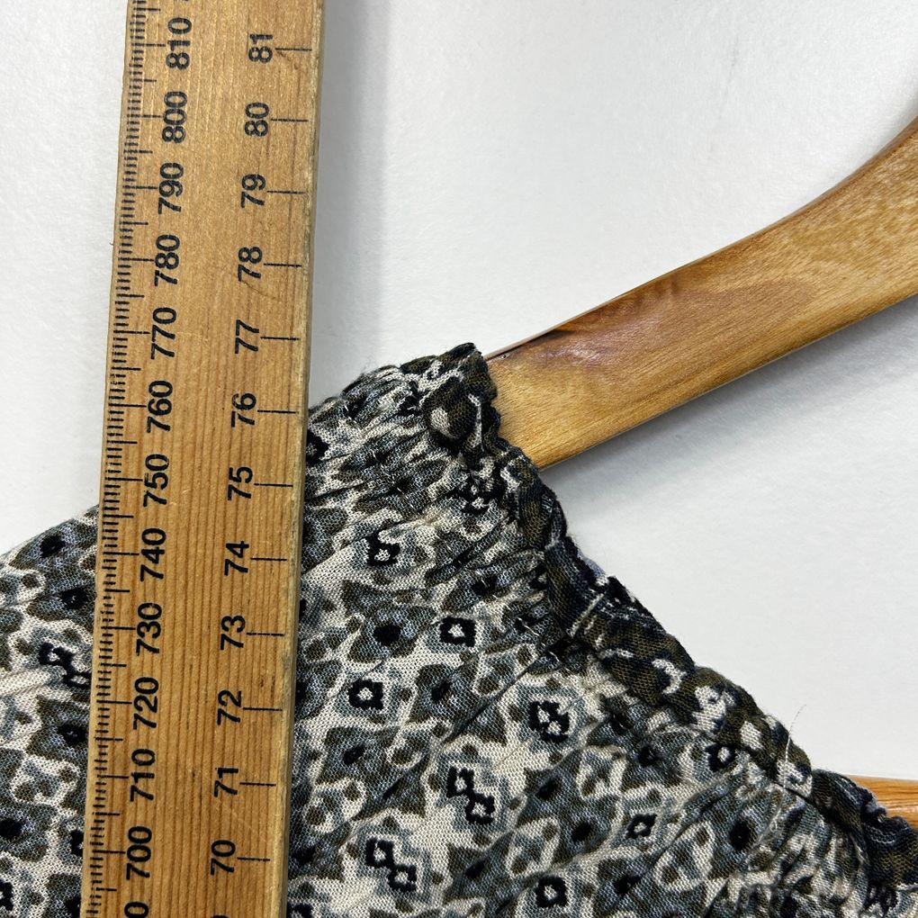 Grey Print Peasant Boho Top - Size 14