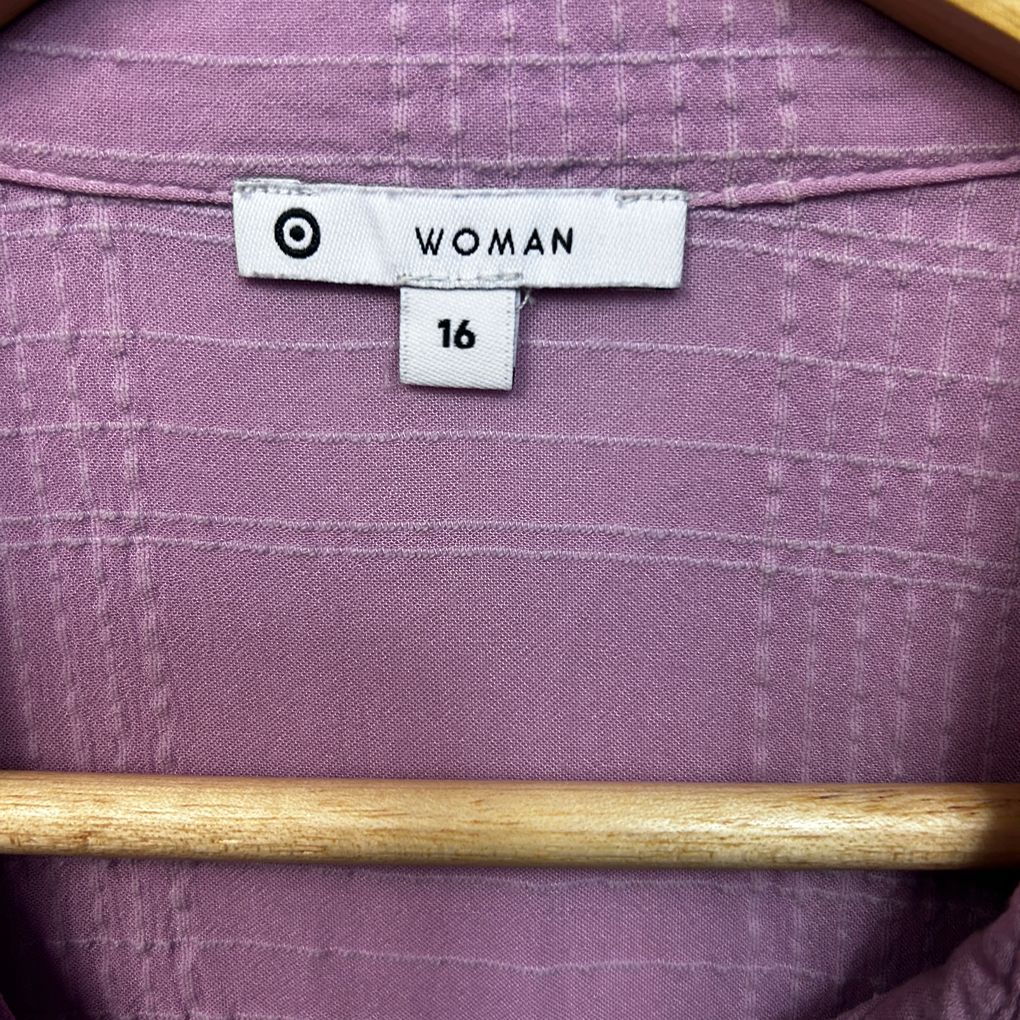 Target Lilac Collared Short Sleeve Cotton Top - Size 16