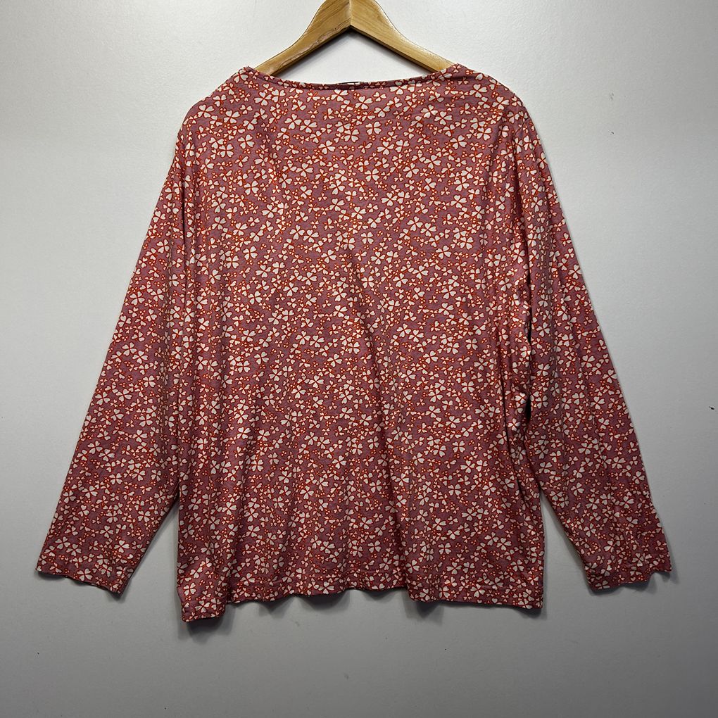 Damart Pink Cotton Floral Top - Size 22