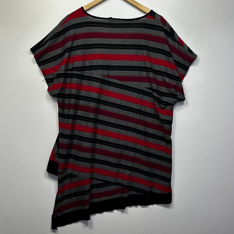 Taking Shape Grey & Red Striped Tunic Top - Size 22/XL