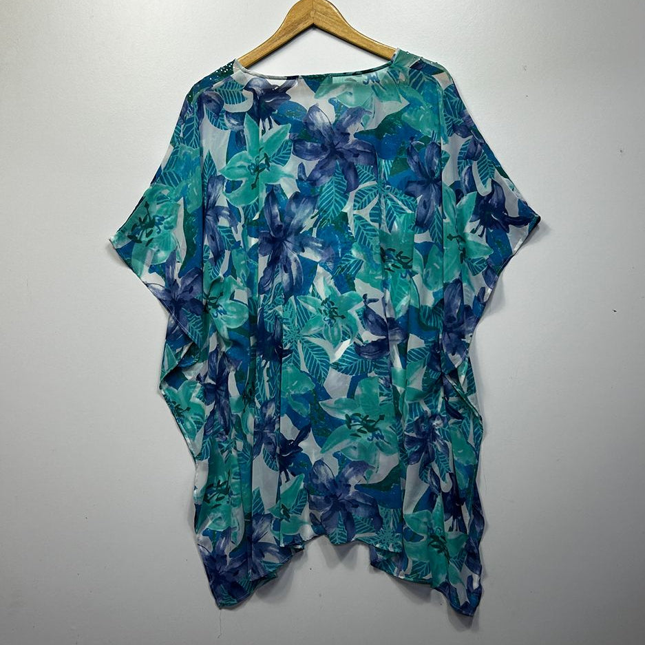 Liz Jordan Blue Floral Top - Size M