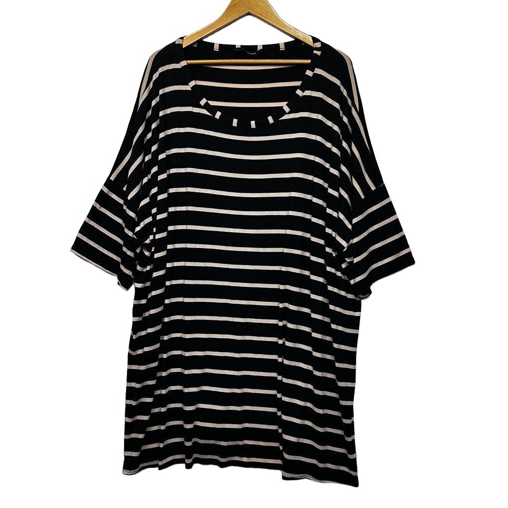 Yours Black Striped Top - Size 30-32