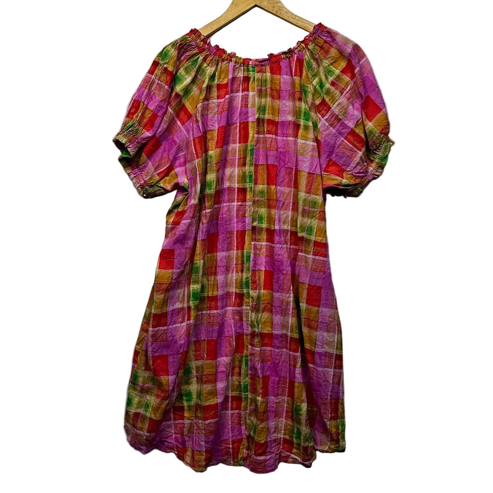 Sussan Pink Check Plus Size Cotton Dress - Size XXL
