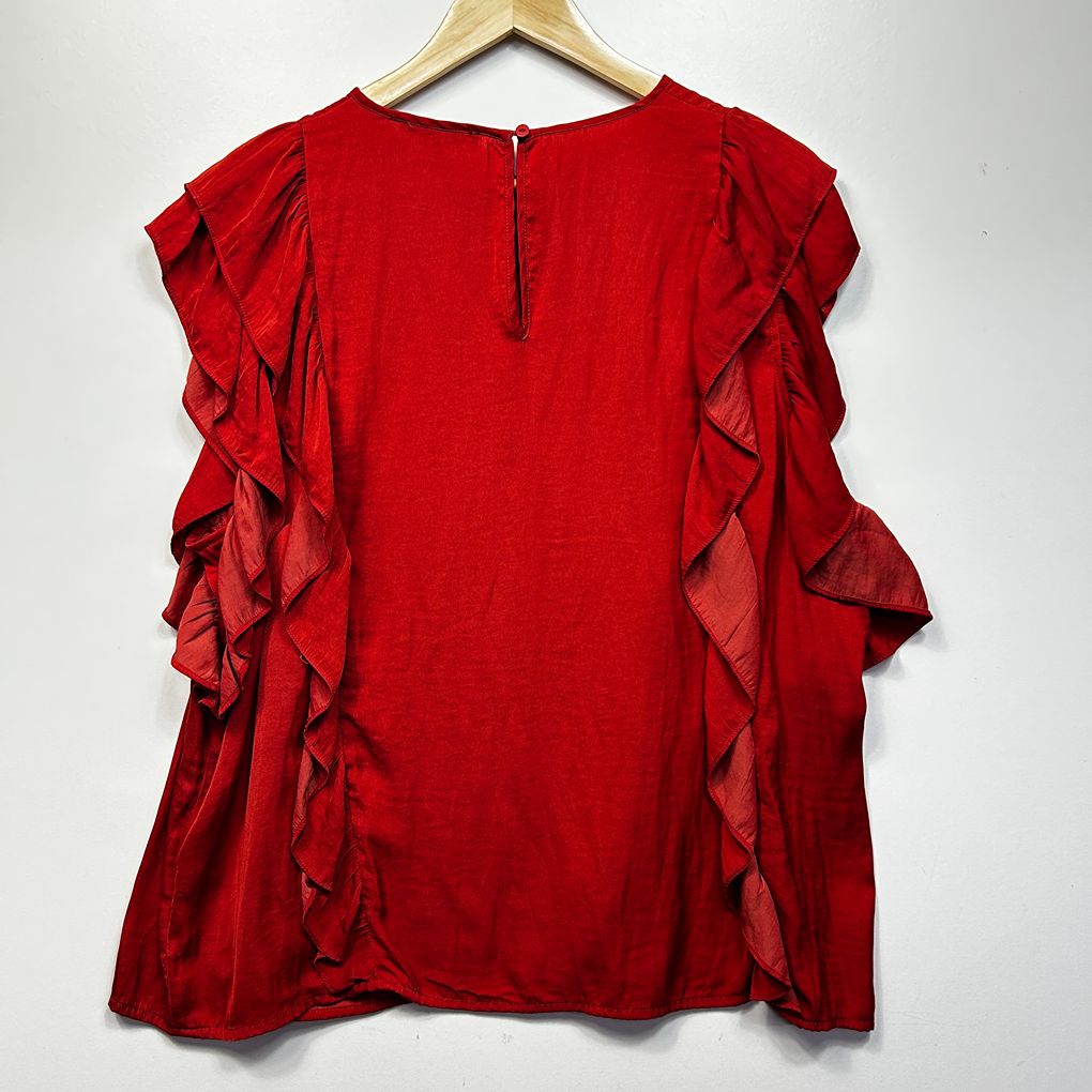 Piper Red Ruffle Top - Size 18