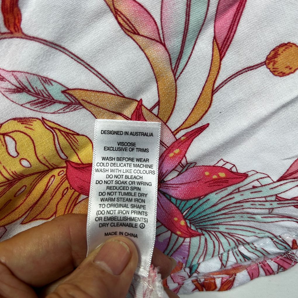 Piping Hot White Floral Shirred Maxi Dress - Size 14