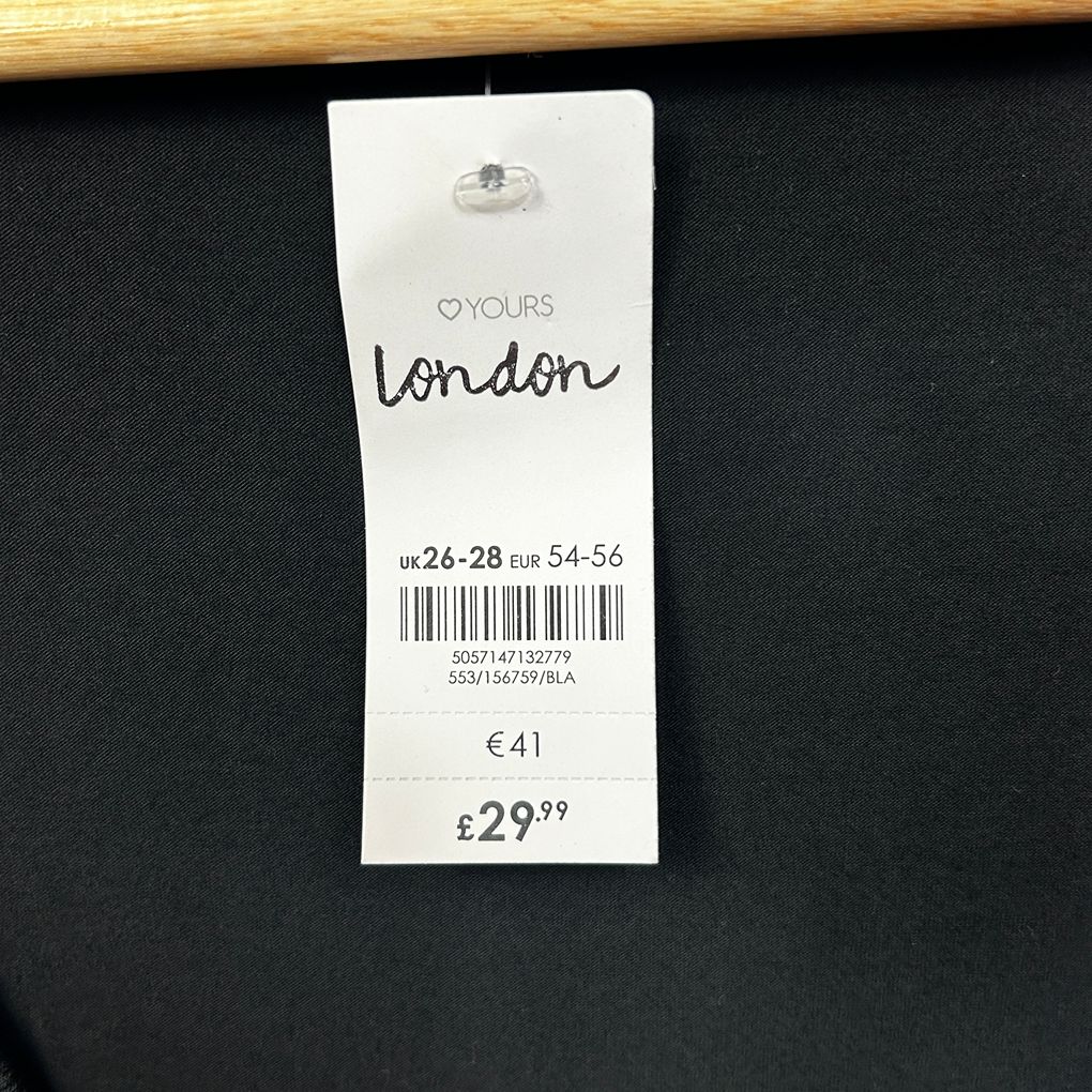 Yours London Black Plus Size Top - Size 26/28