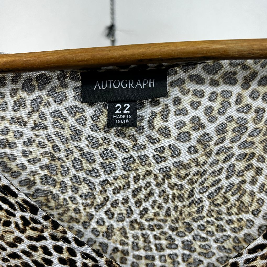 Autograph Beige Animal Print Dress - Size 22