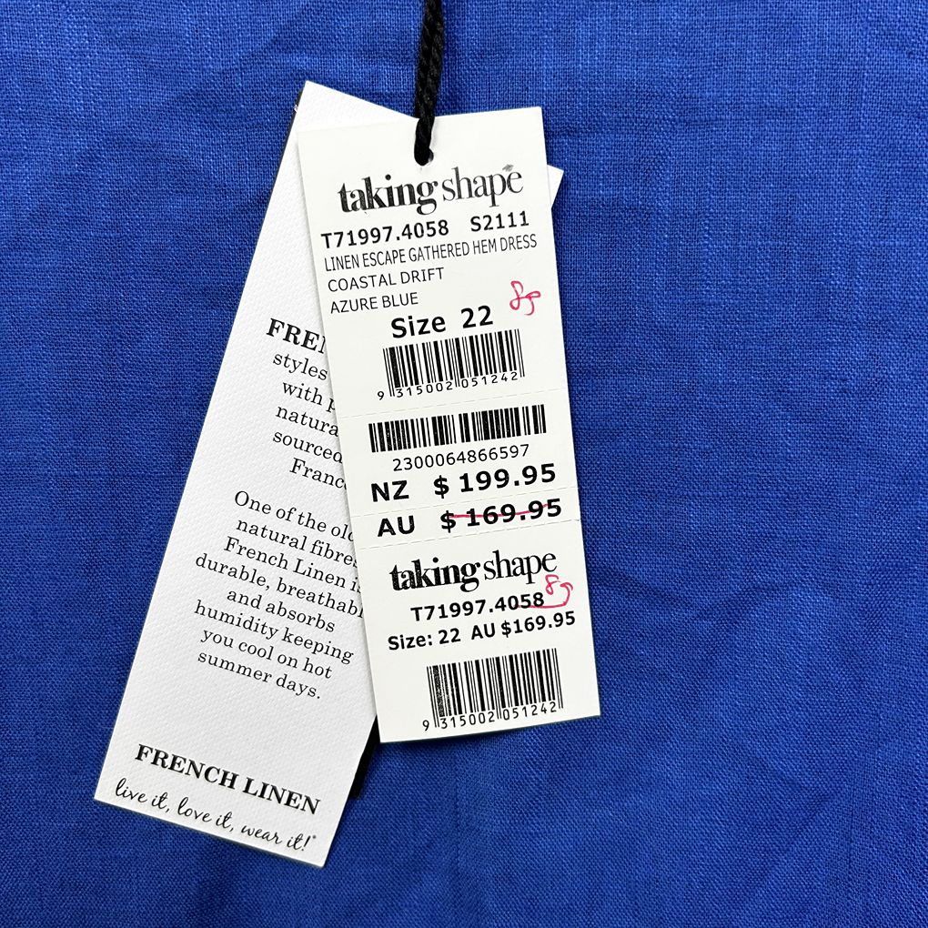 Taking Shape Blue French Linen Dress - Size 22