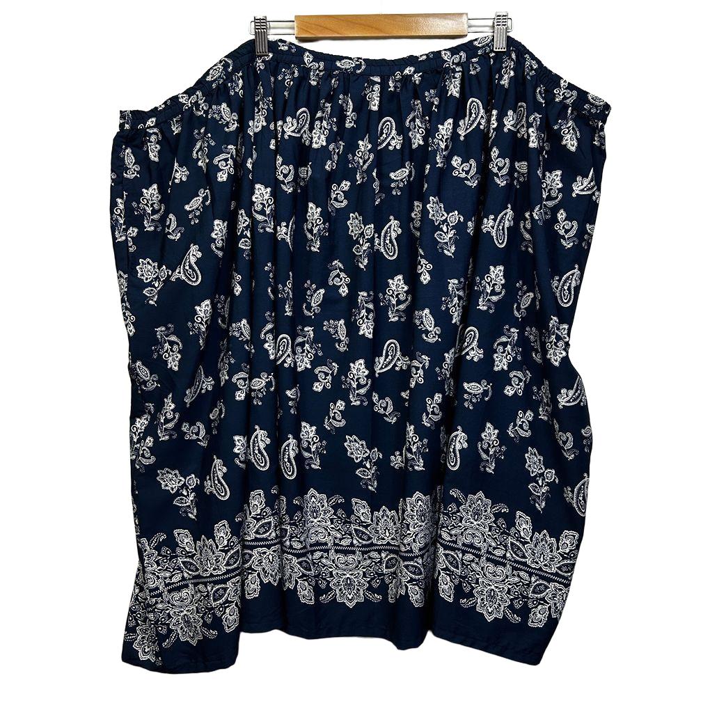 First Lady Fashion Navy Paisley Skirt - Size 26/28