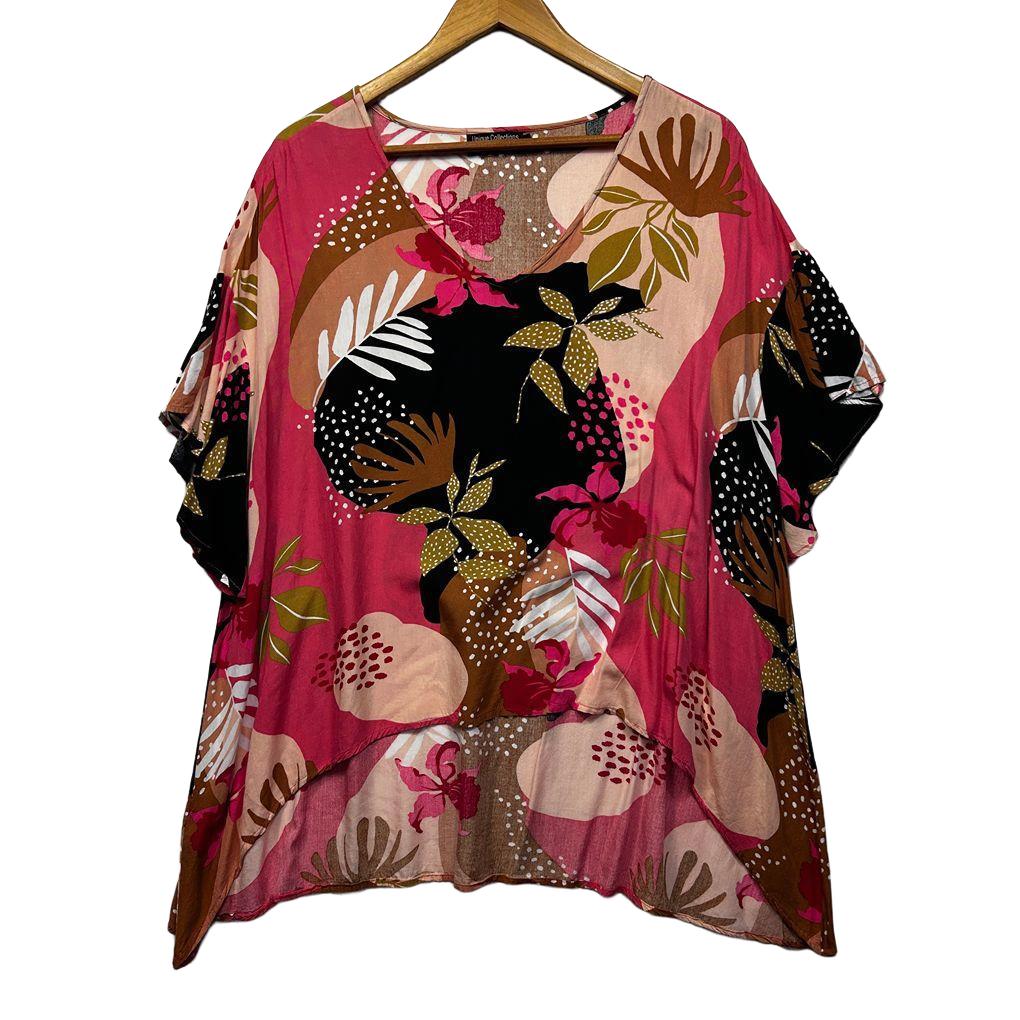 Unique Collections Pink Floral Top - Size 16/18