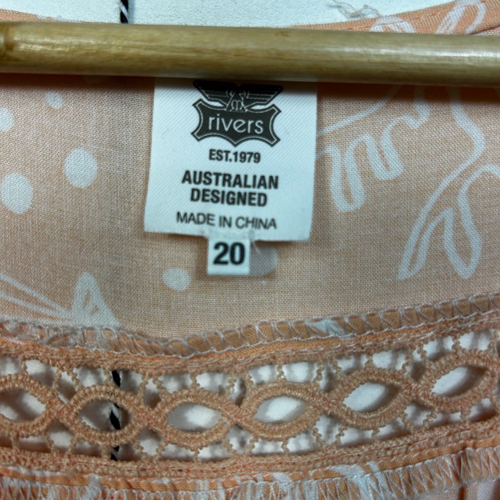 Rivers Peach Print Maxi Dress - Size 20