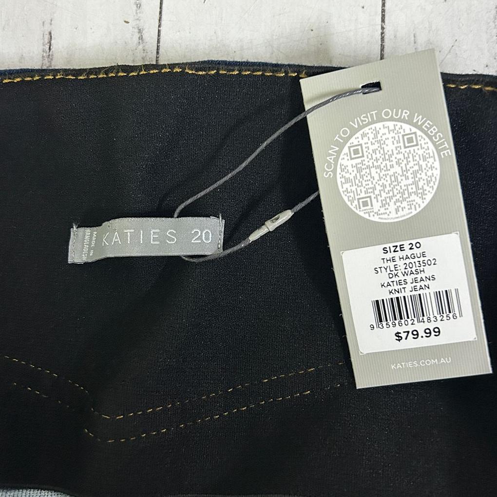 Katies Dark Wash Blue Denim Jeans - Size 20