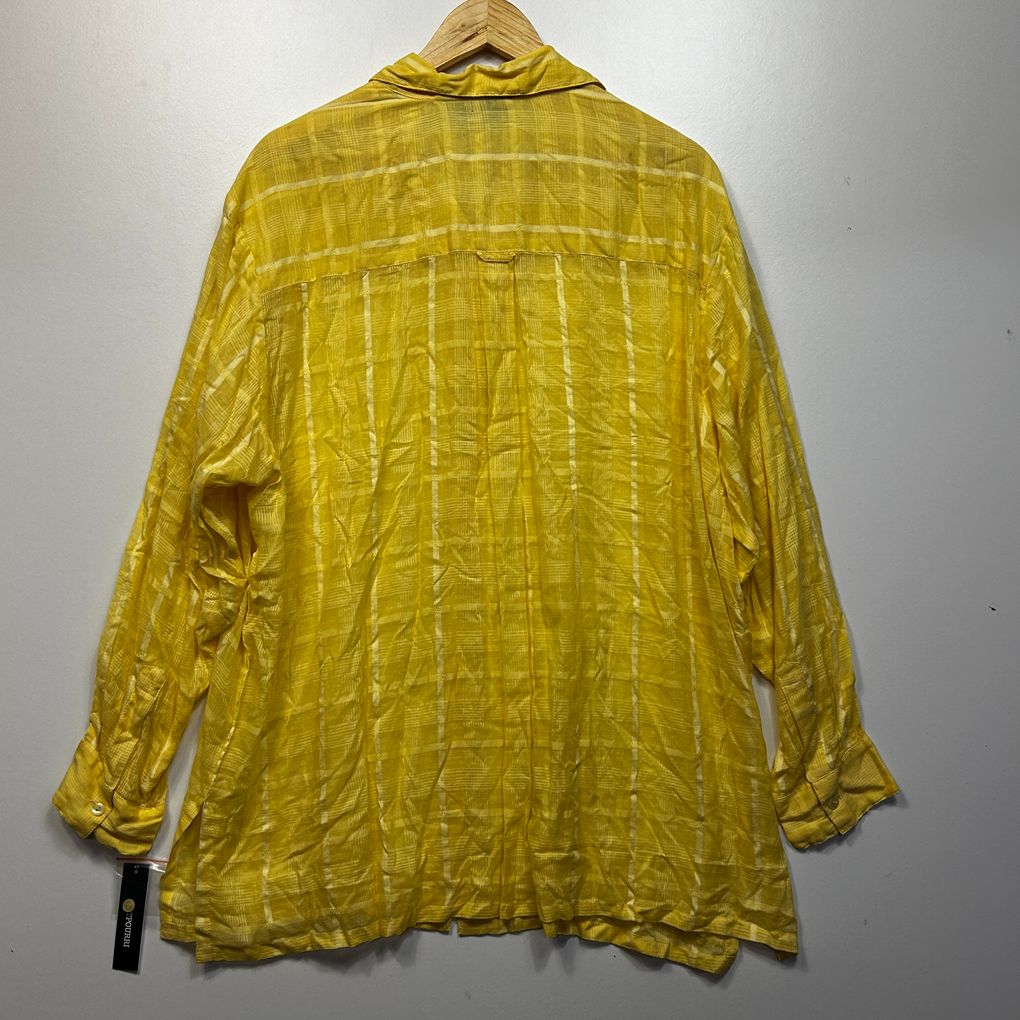 Potpourri Yellow Plus Size Cotton Shirt - Size 22