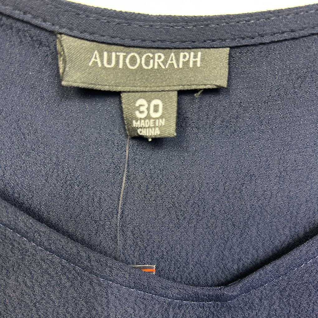 Autograph Navy Button Trim Sleeveless Top - Size 30