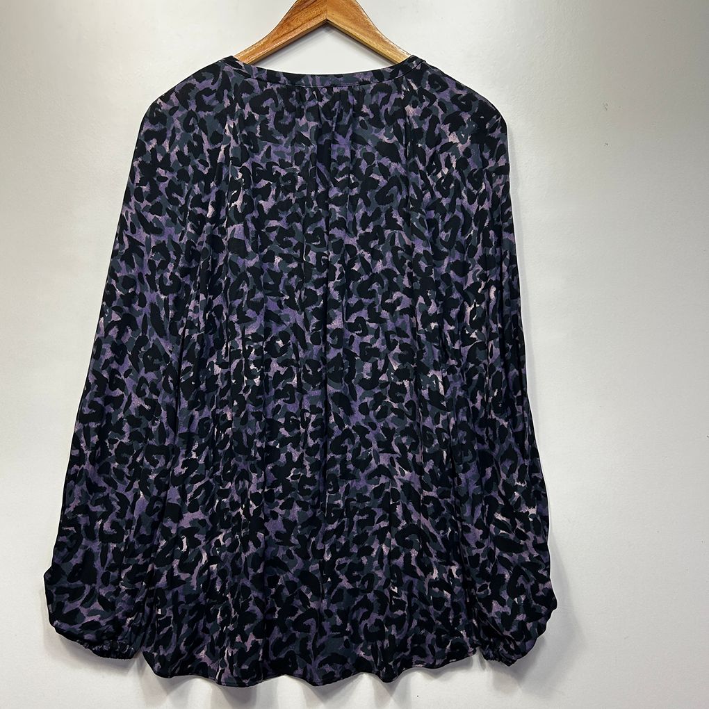 Sussan Purple Leonard Print Long Sleeve Top - Size 16