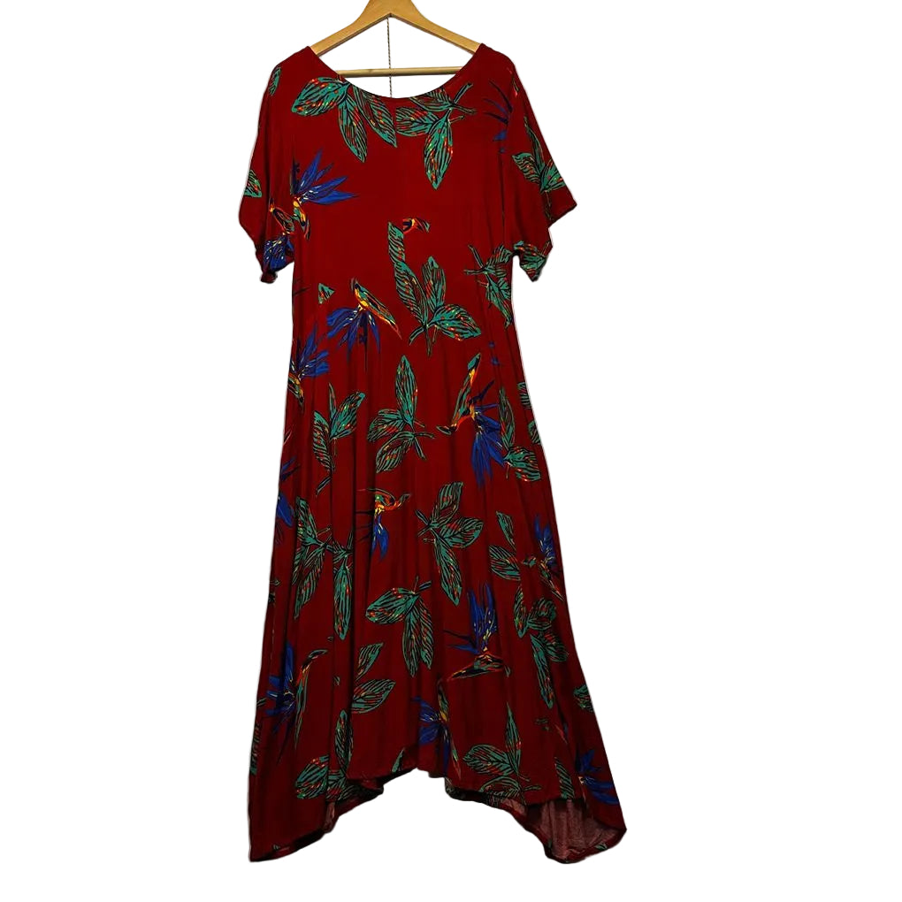 Mojito Red Plus Size Tropical Print Maxi Dress - Size 16/18