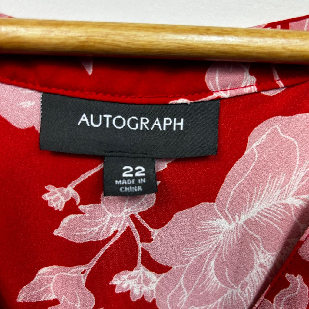 Autograph Red Floral Dress - Size 22