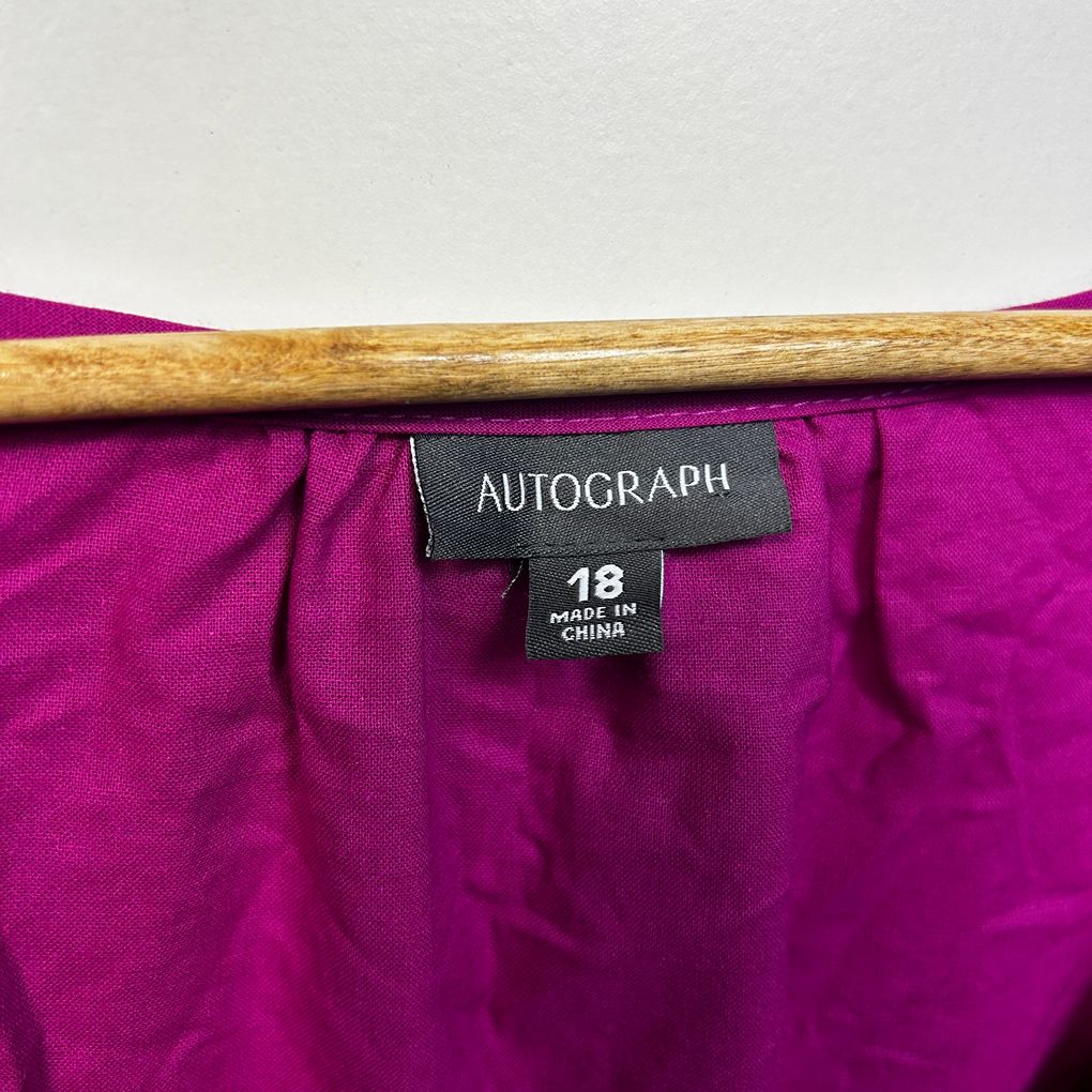 Autograph Magenta Plus Size Linen Top - Size 18